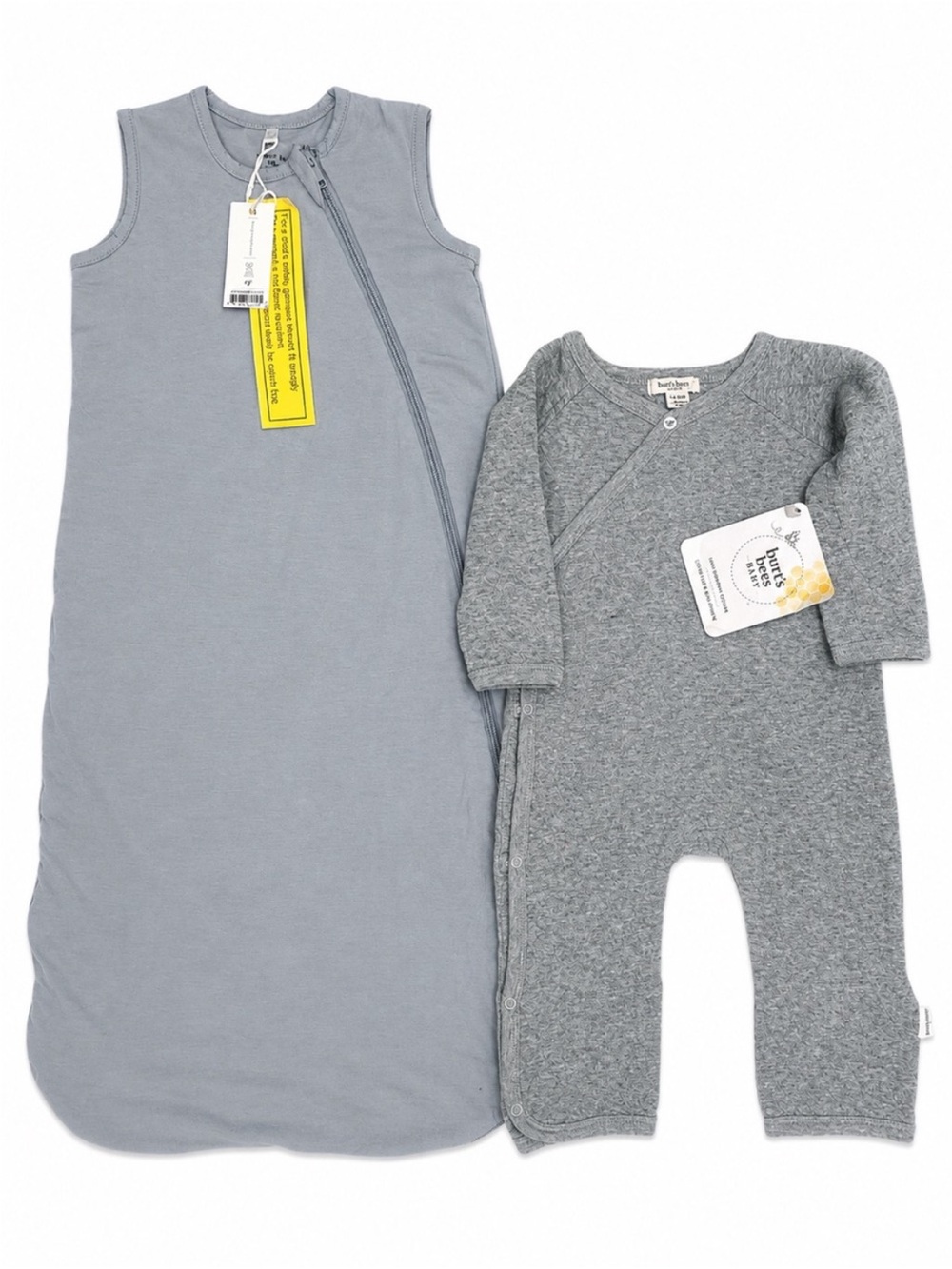 NEW - Quincy Mae Sleep Bag + Burt’s Bees Organic Quilted Jumpsuit 0-3 M 2PC